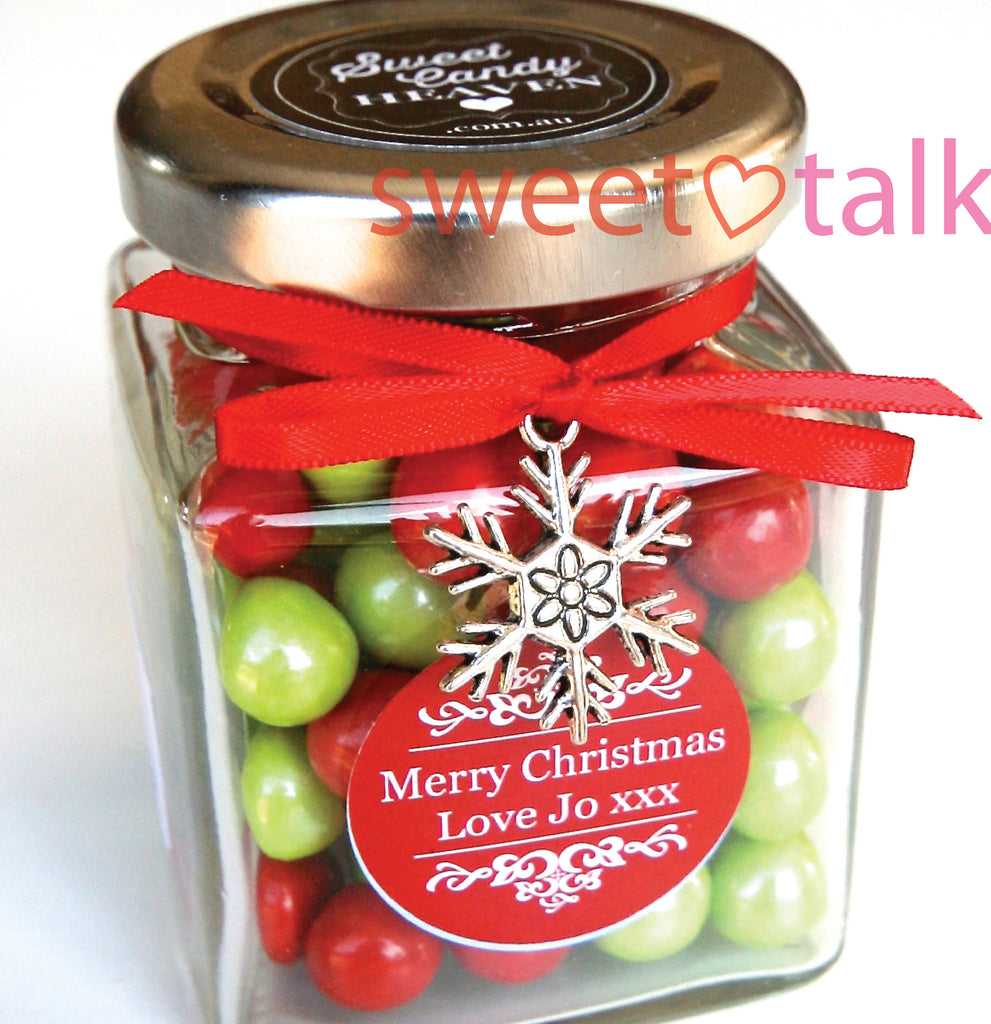 Christmas Candy Jar - Red & Green Chocolate Buttons